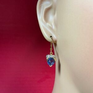 Ross Simons Tanzanite Diamond Ggold Vermeil Drop Earrings. 1 1/8 inch drop